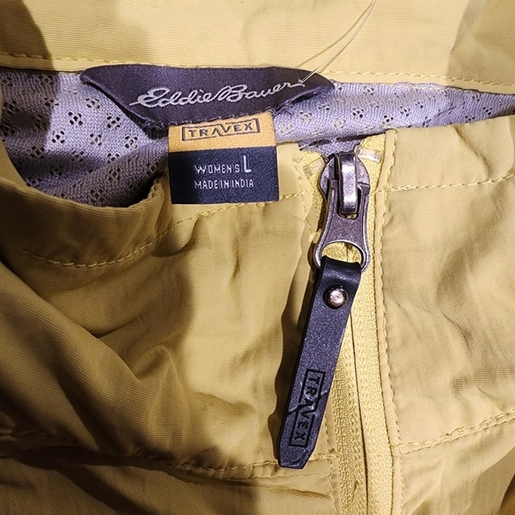 Eddie Bauer Travex Bright Yellow Nylon Rain Travel Jacket Women's Large L EUC - Picture 8 of 8